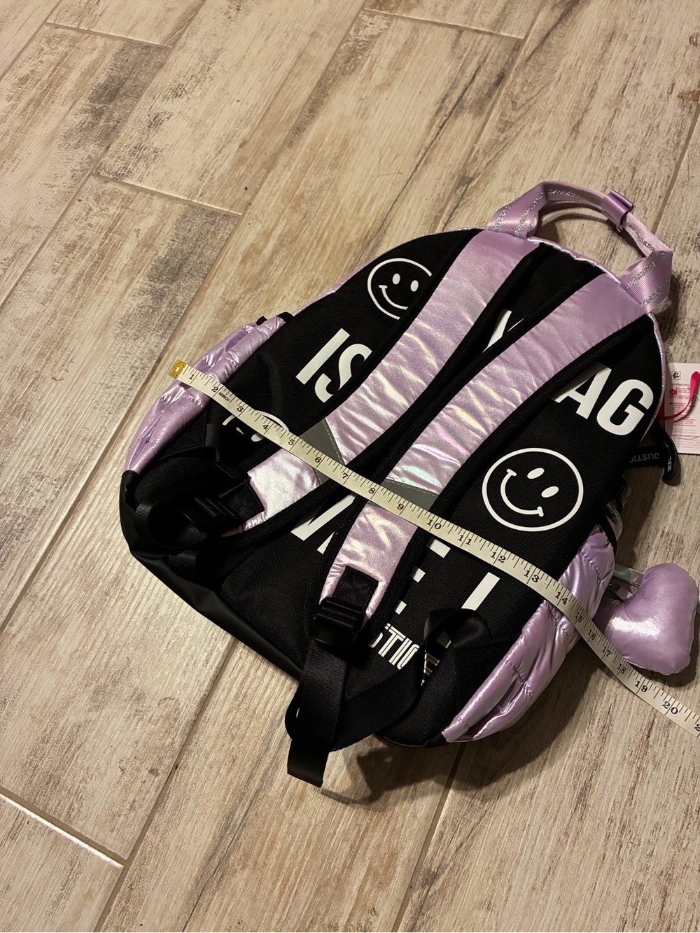 Justice Quilted Shimmer Iridescent Lavender Backpack Set W/ Lunch Bag&Bottle NWT - Picture 10 of 16